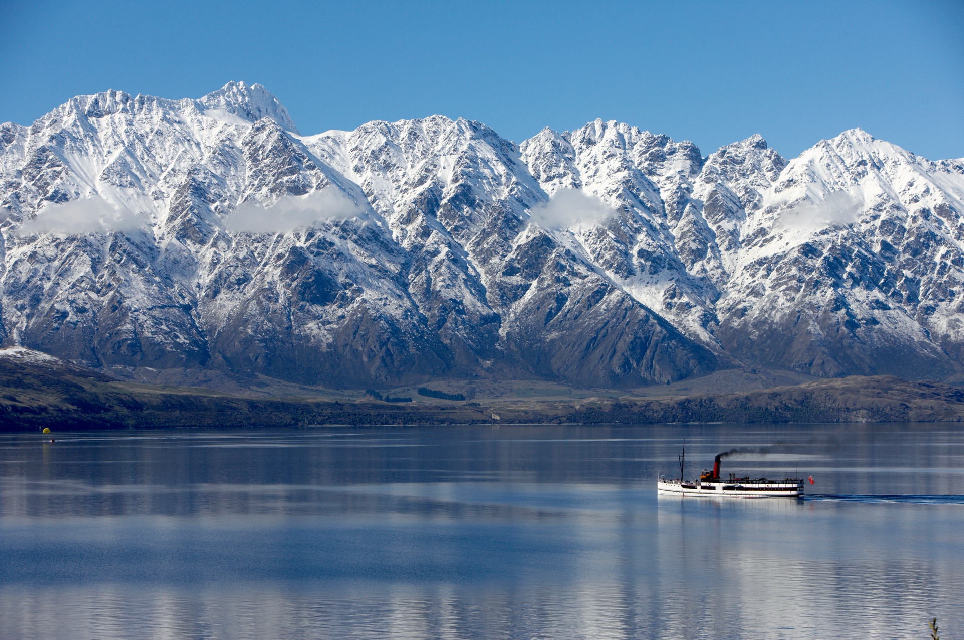 TSS Earnslaw on Lake Wakatipu in winter